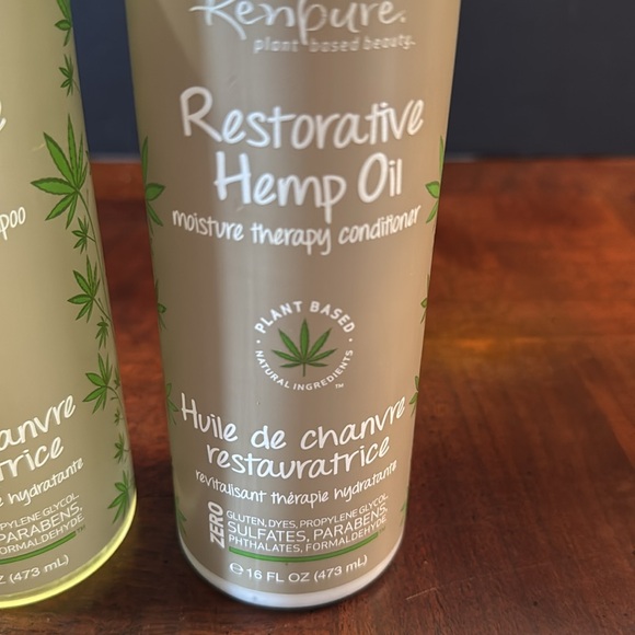 2 Pack Renpure Restorative Hemp Oil Moisture Therapy Shampoo Conditioner - Picture 3 of 6